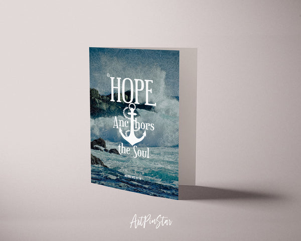 Hope anchors the soul Hebrews 6:19 Bible Verse Customized Greeting Card