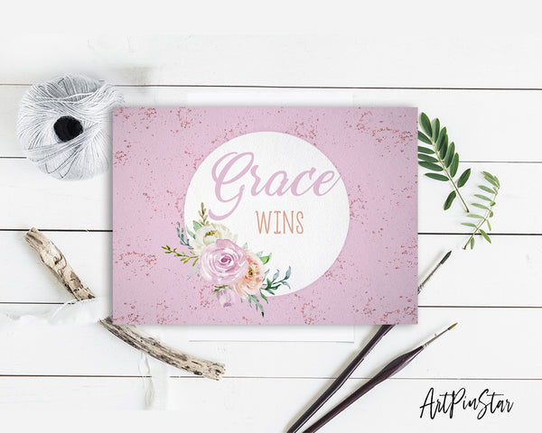 Grace wins Bible Verse Customized Greeting Card