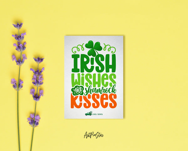 Irish Wishes Shamrock Kisses St. Patricks Day Personalized Gifts Card - ArtPinStar.com