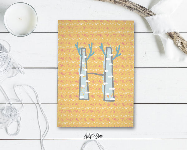 Alphabet Forest Letter H Animal Monogram Note Cards