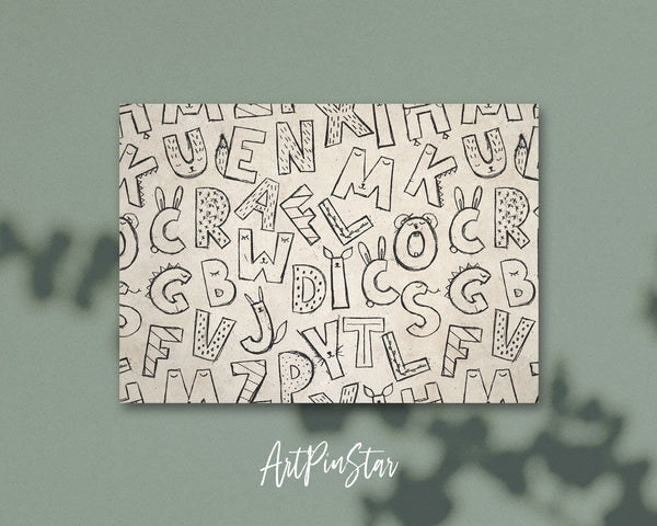 Alphabet Animal Letter Pattern A-Z Line Monogram Note Cards