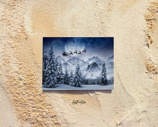 Christmas Santa Landscape Custom Greeting Cards