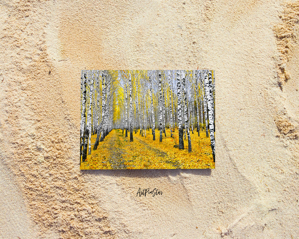 Autumn Birch Tree Forest Landscape Custom Greeting Cards