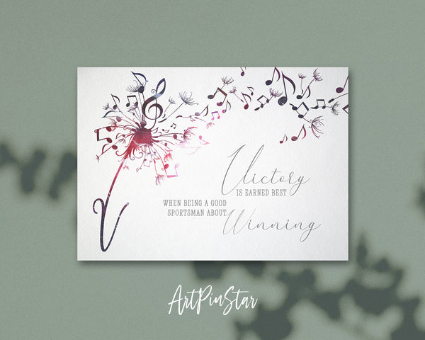 Inspiring Music Quote Letter V Symbol Victory is earned best when being a good sportsman about winning
