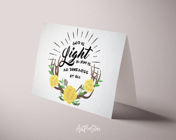 God is Ligfht in him is no darkness at all Bible Verse Customized Greeting Card