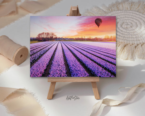 Tulip Field of Blooming Purple Landscape Custom Greeting Cards