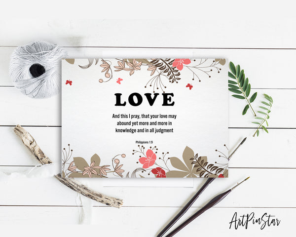 Love and this I pray that your love may abound Philippians 1:9 Bible Verse Customized Greeting Card