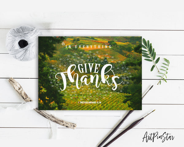 In everything give thanks 1 Thessalonians 5:18 Bible Verse Customized Greeting Card