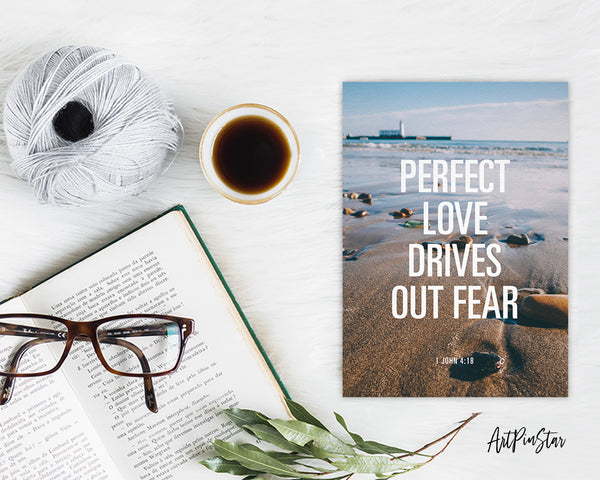 Perfect love drives out fear 1 John 4:18 Bible Verse Customized Greeting Card