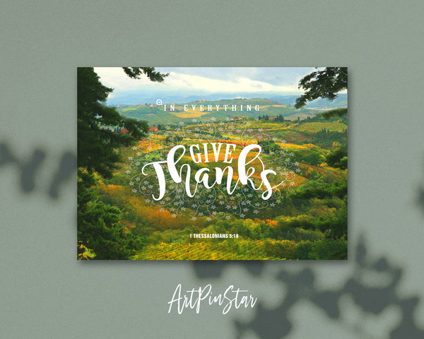 In everything give thanks 1 Thessalonians 5:18 Bible Verse Customized Greeting Card