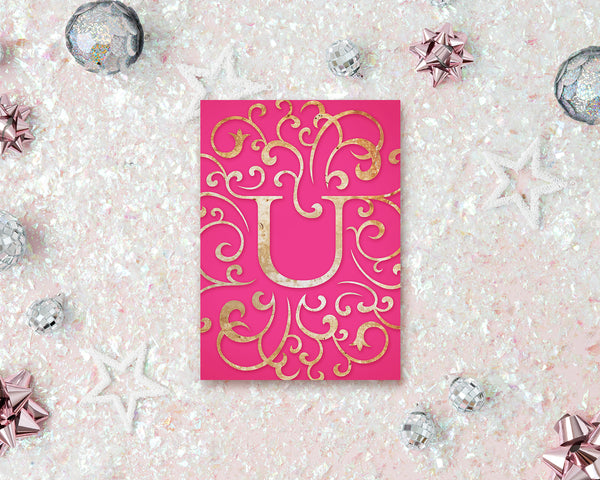 Alphabet Mandela Letter U Modern Monogram Note Cards