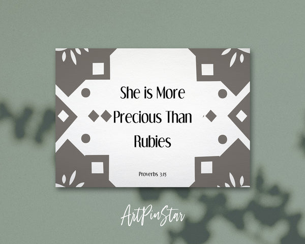 She is more precious than rubies Proverbs 3:5 Bible Verse Customized Greeting Card