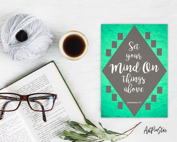 Set your mind on things above Colossians 3:2 Bible Verse Customized Greeting Card