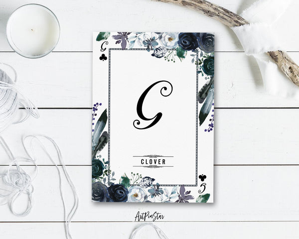 Watercolor Floral Flower Bouquet Initial Letter G Clover Monogram Note Cards