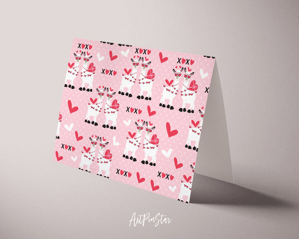 Valentine's Day Llamas and XOXO Customized Greeting Card