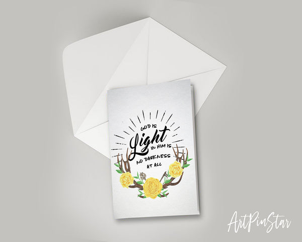 God is Ligfht in him is no darkness at all Bible Verse Customized Greeting Card