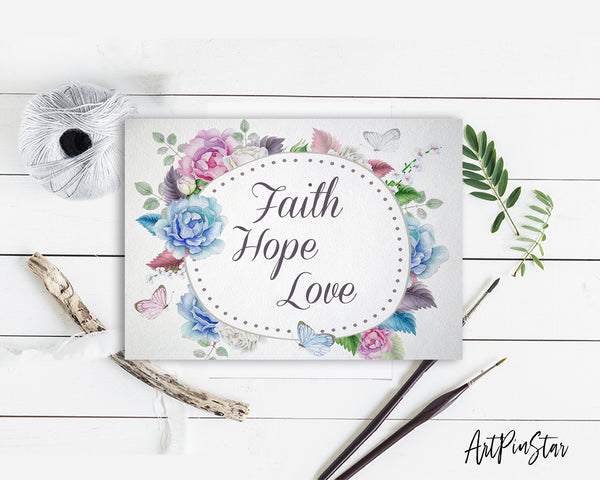 Faith Hope Love Bible Verse Customized Greeting Card