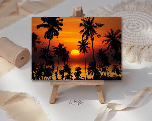 Palm Trees Silhouettes at Sunset, California Landscape Custom Greeting Cards