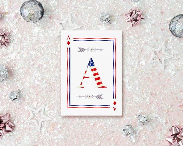American Flag Letter A Diamond Monogram Note Cards