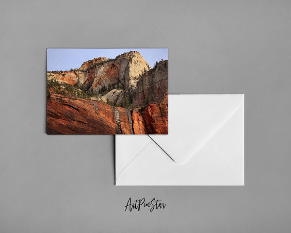 Green Trees Red White Canyon Walls Temple of Sinawava Zion National Park, Utah Landscape Custom Greeting Cards