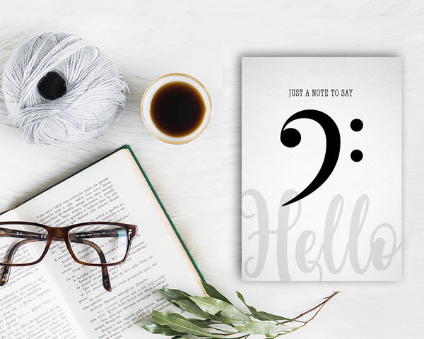 Just a note to say Hello Bass Clef Bass Clef Music Gift Ideas Customizable Greeting Card