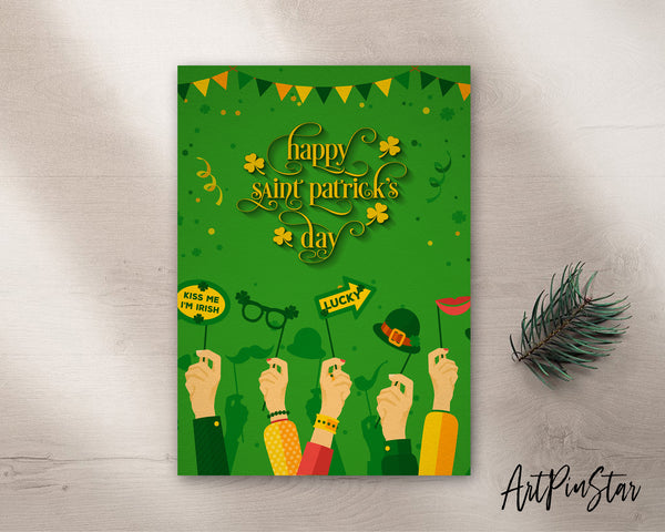 Kiss me I'm Irish Lucky St. Patricks Day Personalized Gifts Card - ArtPinStar.com