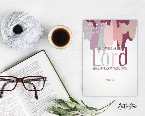 Those who seek the Lord shall not lack any good Psalm 34:10 Bible Verse Customized Greeting Card