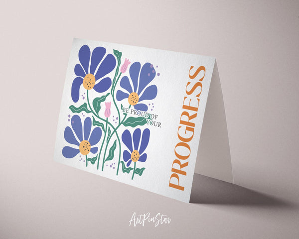 Be proud of your progress Flower Quote Customized Gift Cards