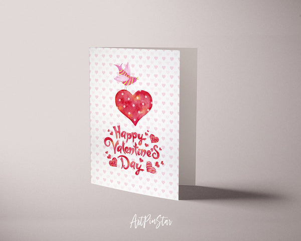 Red Heart Happy Valentine's Day Customized Greeting Card