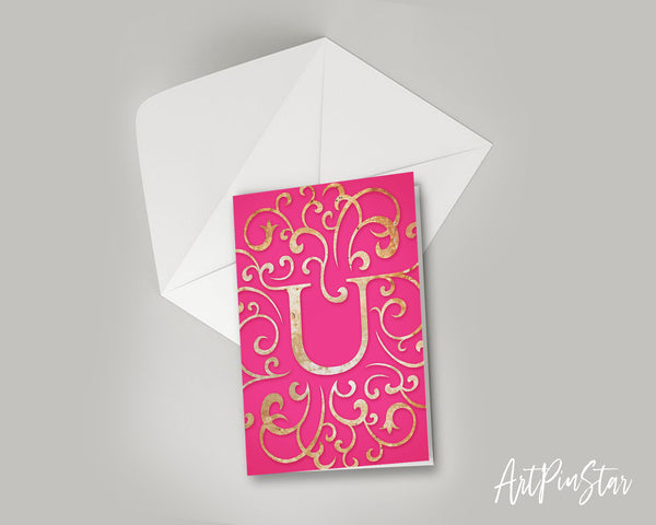 Alphabet Mandela Letter U Modern Monogram Note Cards