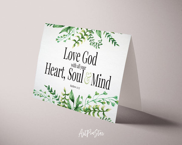 Love God with All Your Heart, Soul & Mind Matthew 22:37 Bible Verse Customized Greeting Card