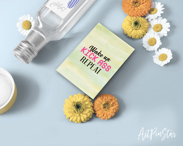 Wake up Kick ass Repeat Self Perseverance Quote Customized Greeting Cards