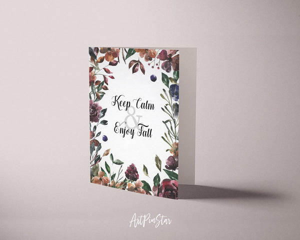 Keep calm and enjoy fall Flower Quote Customized Gift Cards