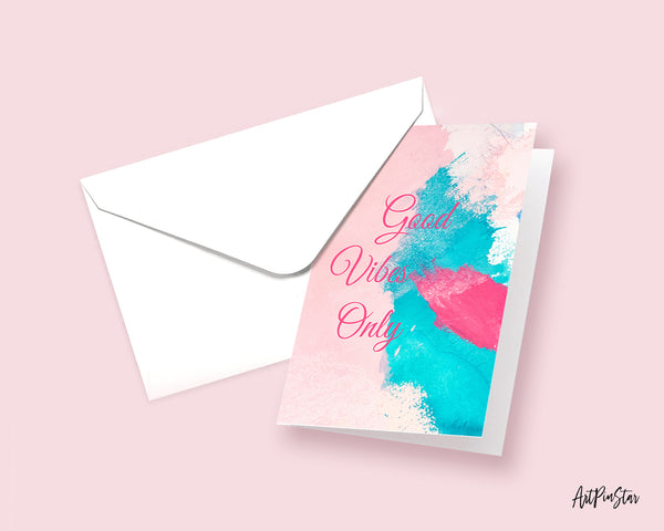 Good Vibes Only Positive Quote Customized Greeting Cards