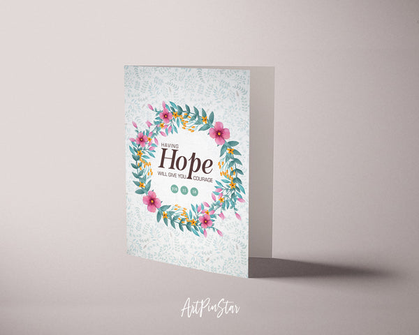 Having hope will give you courage Job 11:18 Bible Verse Customized Greeting Card