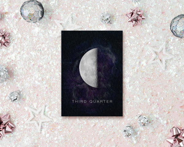 Third Quarter Moon Phases Universe Space Customizable Greeting Card