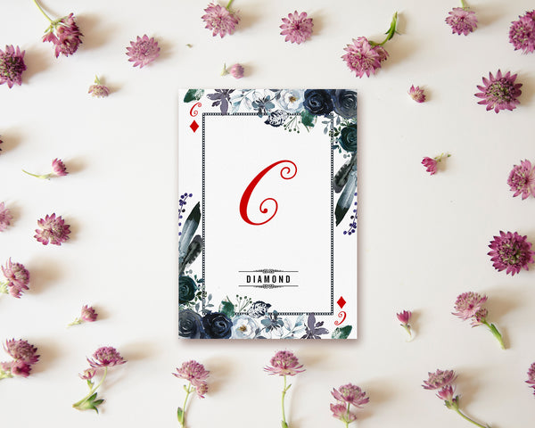 Watercolor Floral Flower Bouquet Initial Letter C Diamond Monogram Note Cards