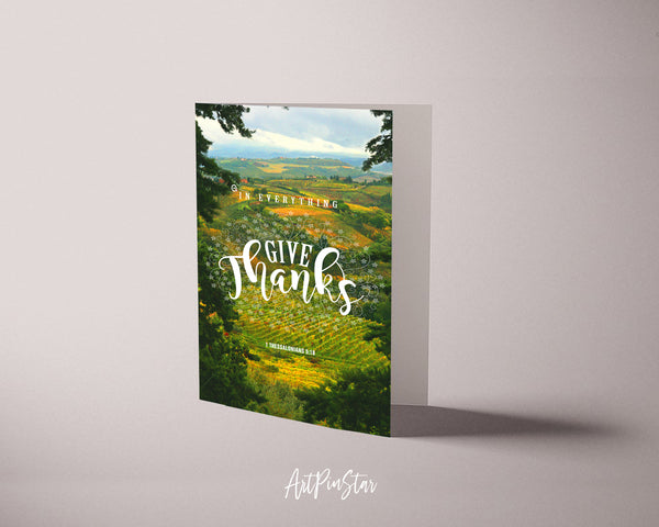 In everything give thanks 1 Thessalonians 5:18 Bible Verse Customized Greeting Card