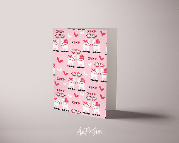 Valentine's Day Llamas and XOXO Customized Greeting Card