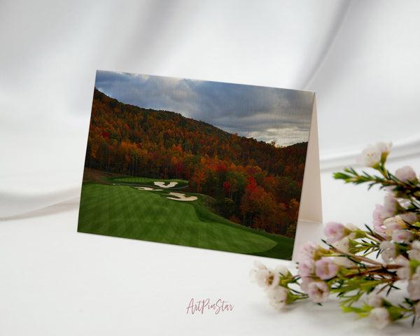 Nestled Mountains Fall Golf Course, North Carolina Landscape Custom Greeting Cards