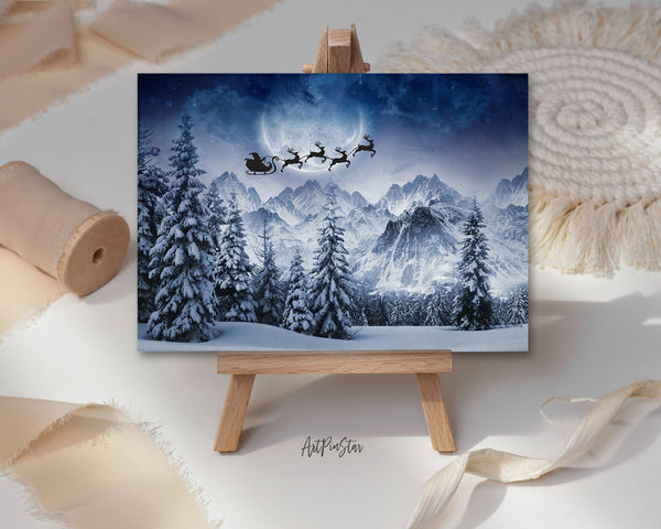 Christmas Santa Landscape Custom Greeting Cards
