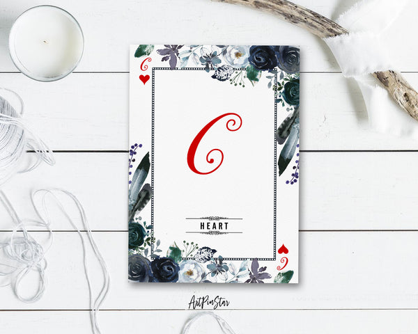 Watercolor Floral Flower Bouquet Initial Letter C Heart Monogram Note Cards