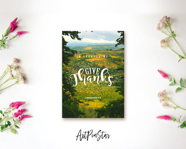 In everything give thanks 1 Thessalonians 5:18 Bible Verse Customized Greeting Card