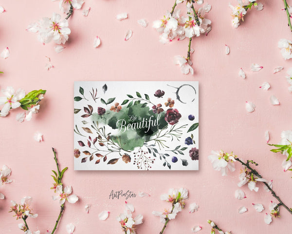 Life is beautiful Flower Quote Customized Gift Cards