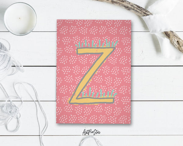 Alphabet Forest Letter Z Animal Monogram Note Cards