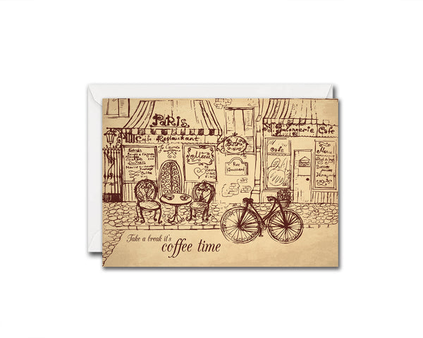 Take a break it's coffee time Humor Quote Customized Greeting Cards