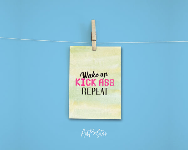 Wake up Kick ass Repeat Self Perseverance Quote Customized Greeting Cards
