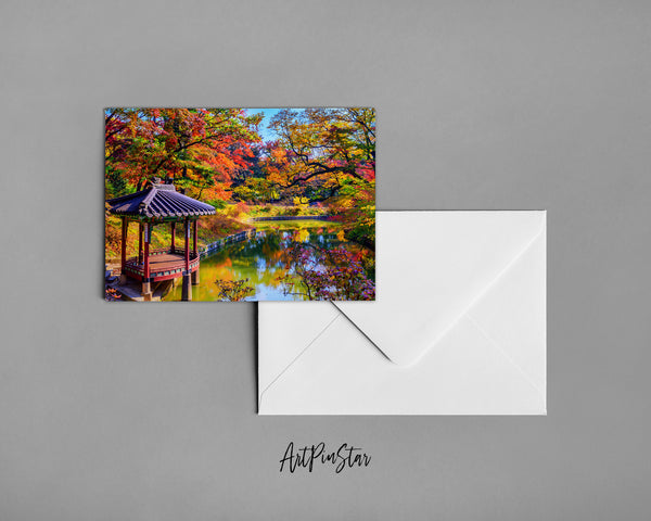 Changdeokgung Palace at Autumn, Seoul, South Korea Landscape Custom Greeting Cards
