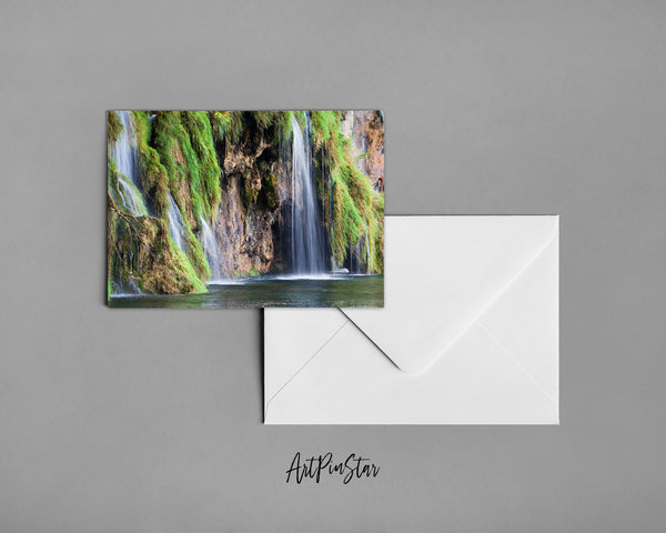 Waterfall Plitvice Waterfall Lakes National Park, Croatia Landscape Custom Greeting Cards