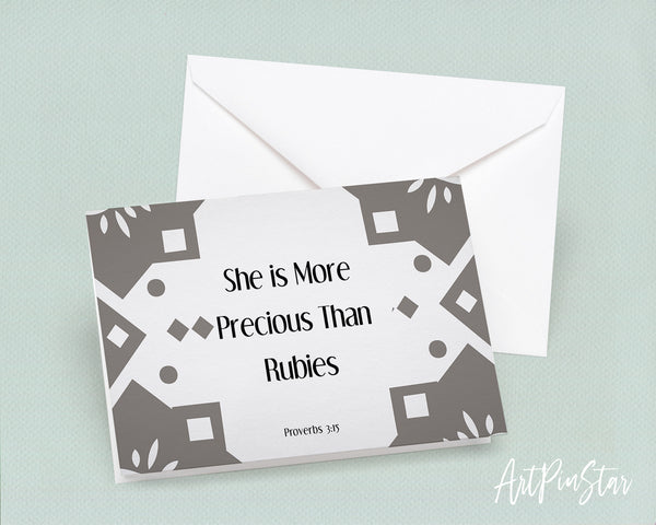 She is more precious than rubies Proverbs 3:5 Bible Verse Customized Greeting Card